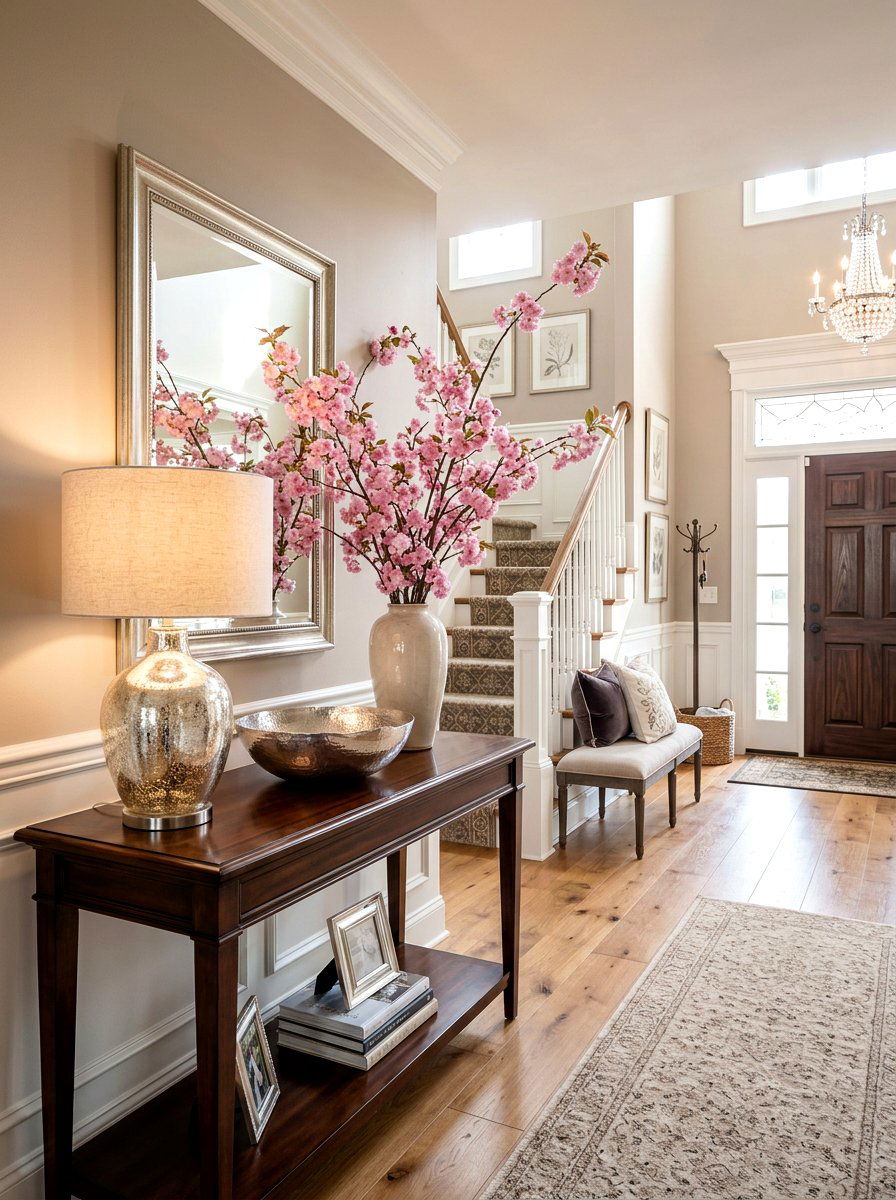 Entryway console mercury glass mirror effect - 25 Spring Mercury Glass Decor Ideas