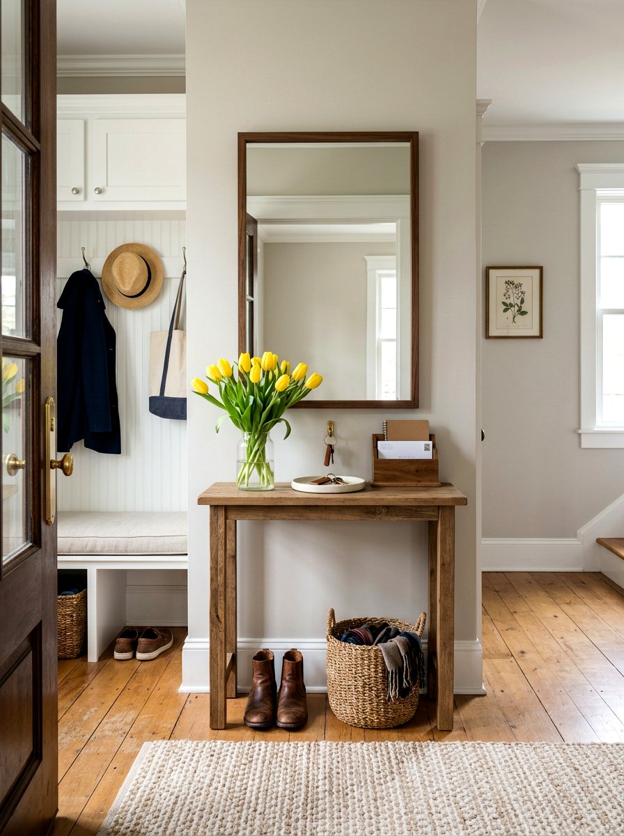 Entryway console - 25 Spring Mudroom Decor Ideas