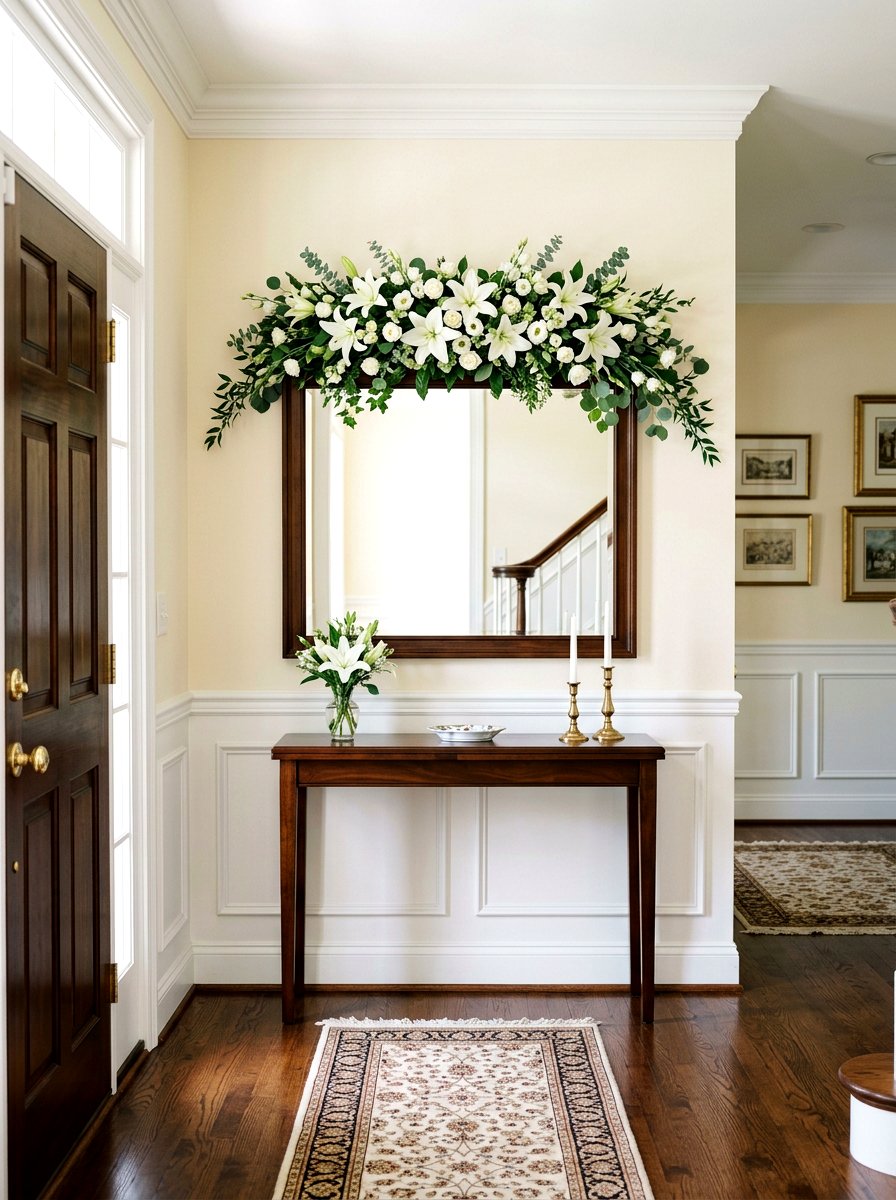 Entryway mirror floral - 25 Spring Mirror Decor Ideas