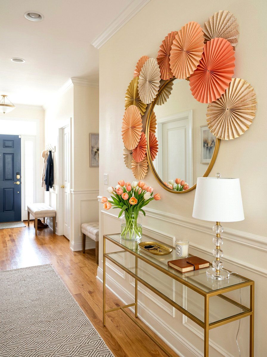 Entryway paper fan decor - 25 Spring Paper Fan Decor Ideas