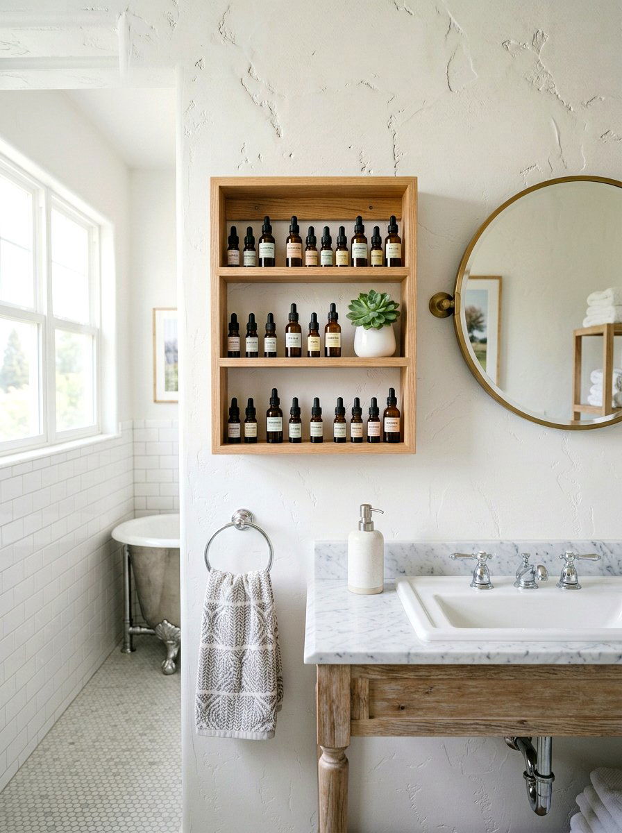 Essential Oil Display - 25 Spring Spa Decor Ideas