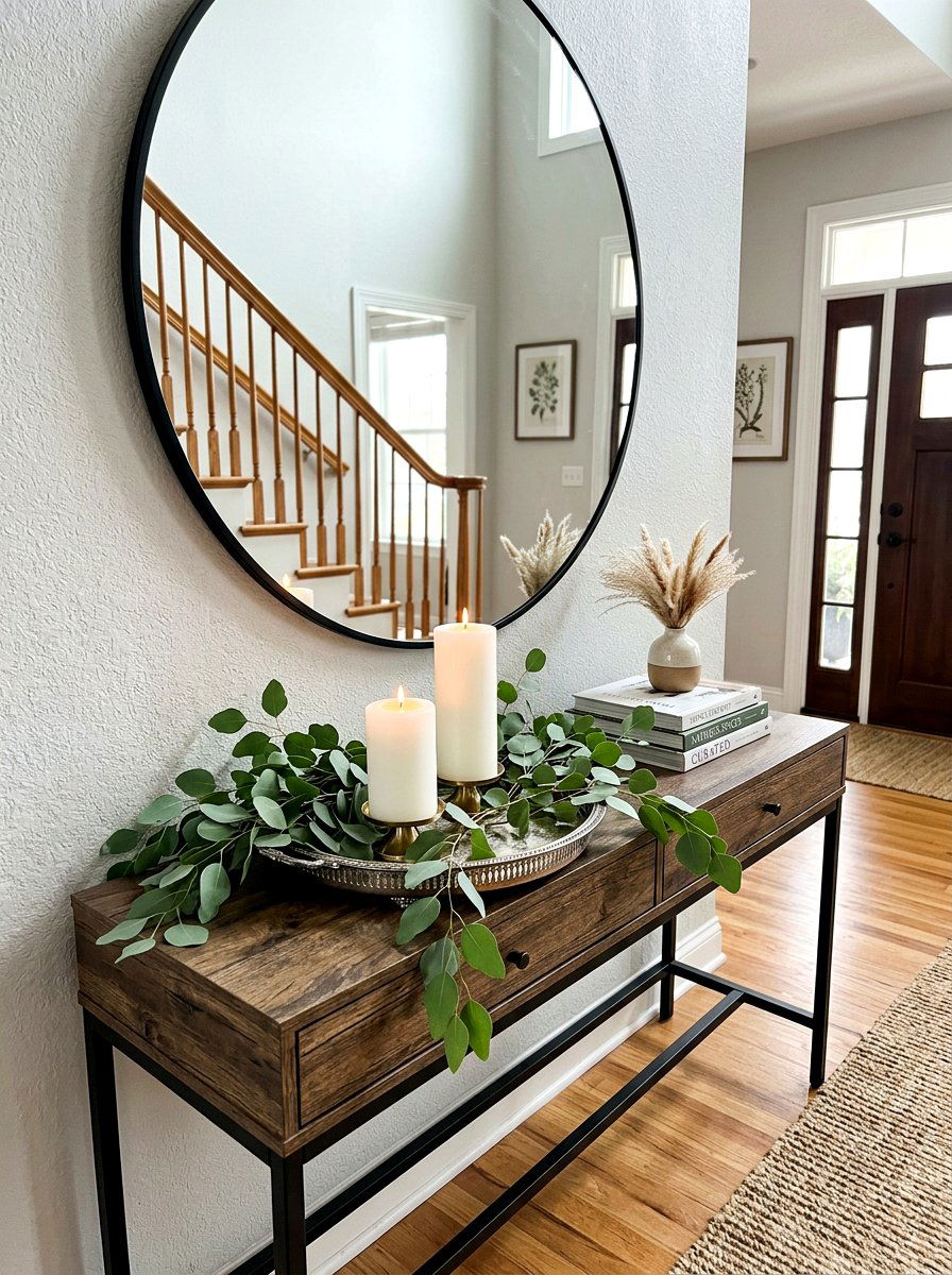 Eucalyptus And Candle Decor - 25 Spring Metal Tray Decor Ideas