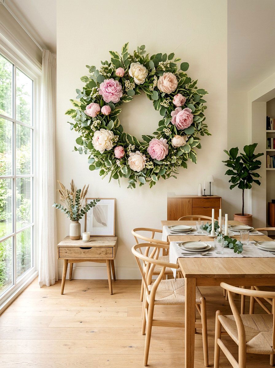Eucalyptus And Peonies Wreath - 25 Spring Eucalyptus Wreath Ideas