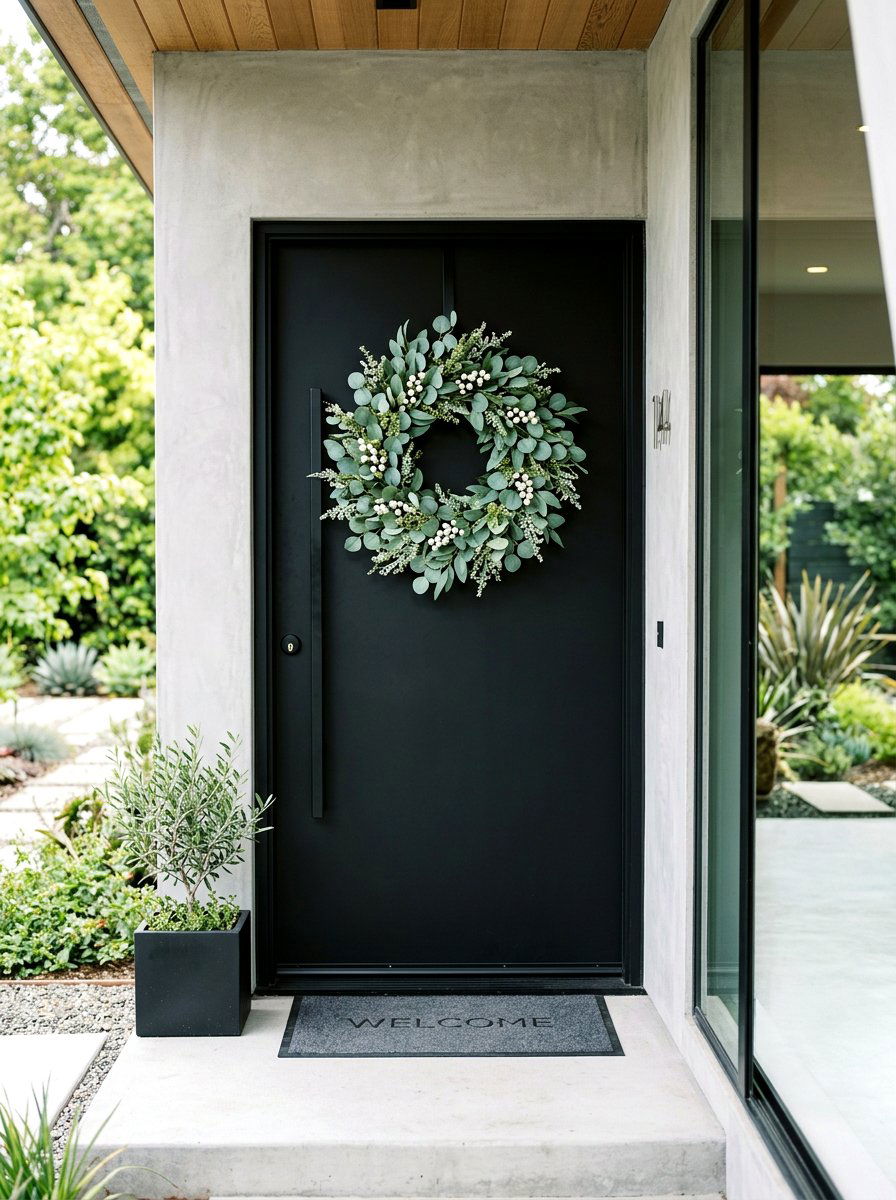 Eucalyptus And White Berry Wreath - 25 Spring Outdoor Wreath Ideas