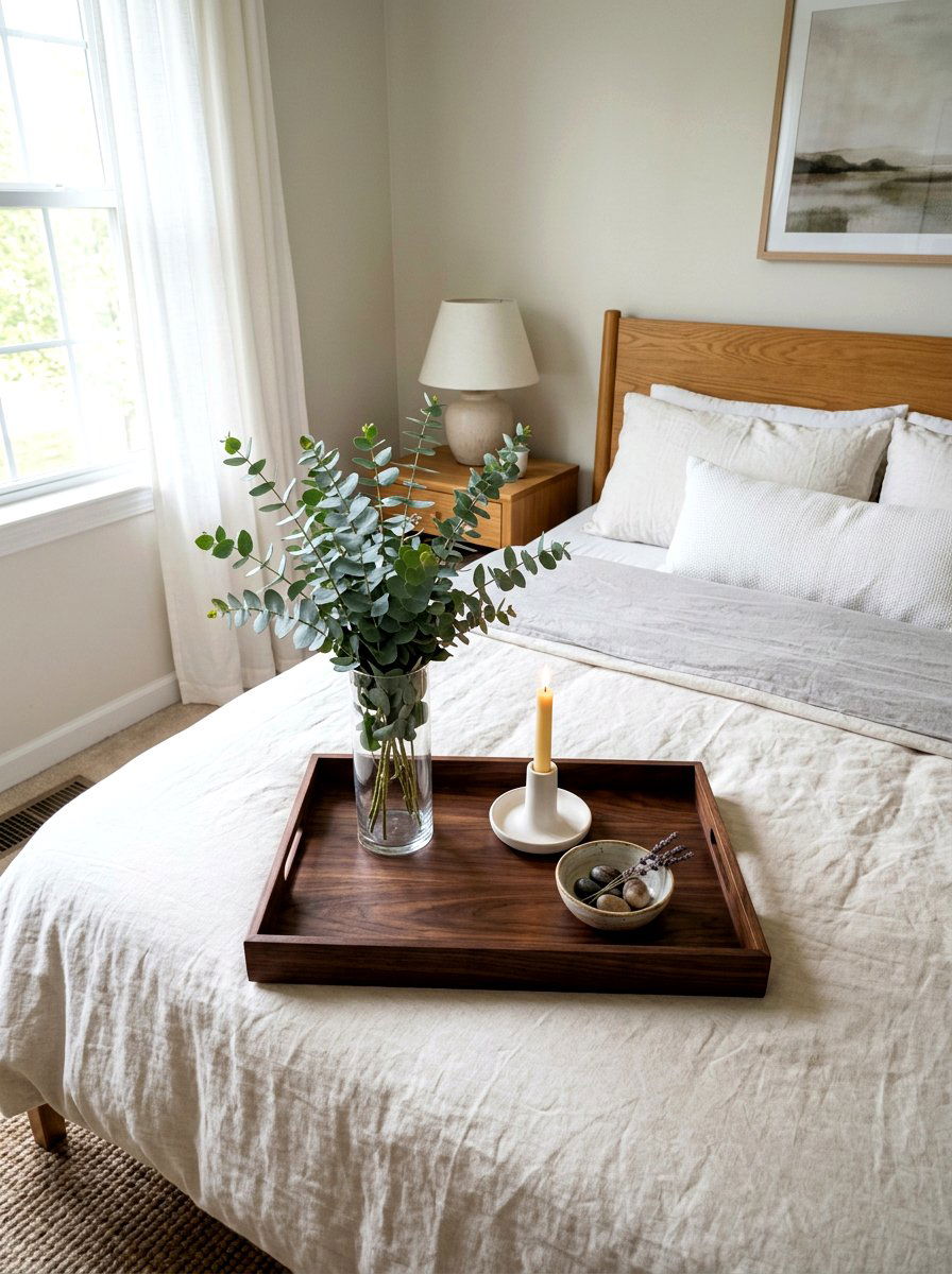 Eucalyptus Bedroom Tray Arrangement - 25 Spring Bedroom Tray Styling Ideas