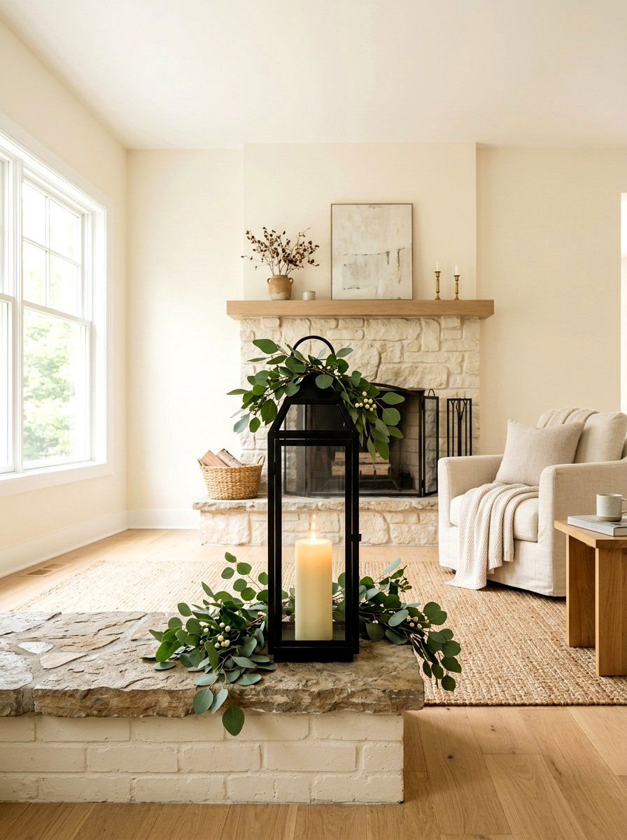 Eucalyptus Black Lantern - 25 Spring Lantern Decor Ideas