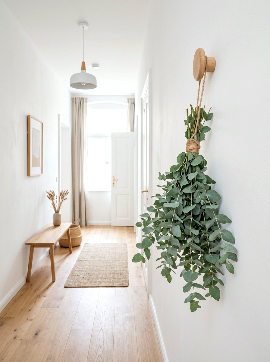 Eucalyptus Branch - 25 Spring Coat Rack Decor Ideas