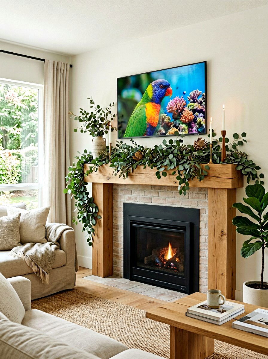 Eucalyptus Branch Mantel Arrangement - 25 Spring Floral Centerpiece Ideas