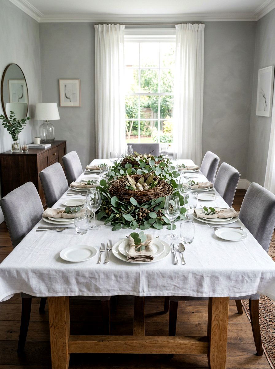 Eucalyptus Branch Nest Decor - 25 Spring Bird Nest Centerpiece Ideas