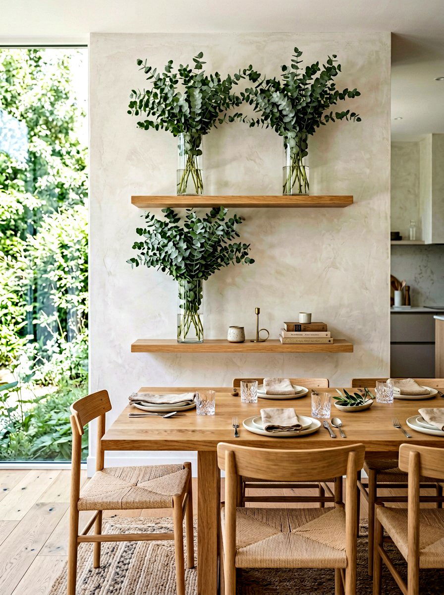 Eucalyptus Branch Vase Decor - 25 Spring Floating Shelf Decor Ideas