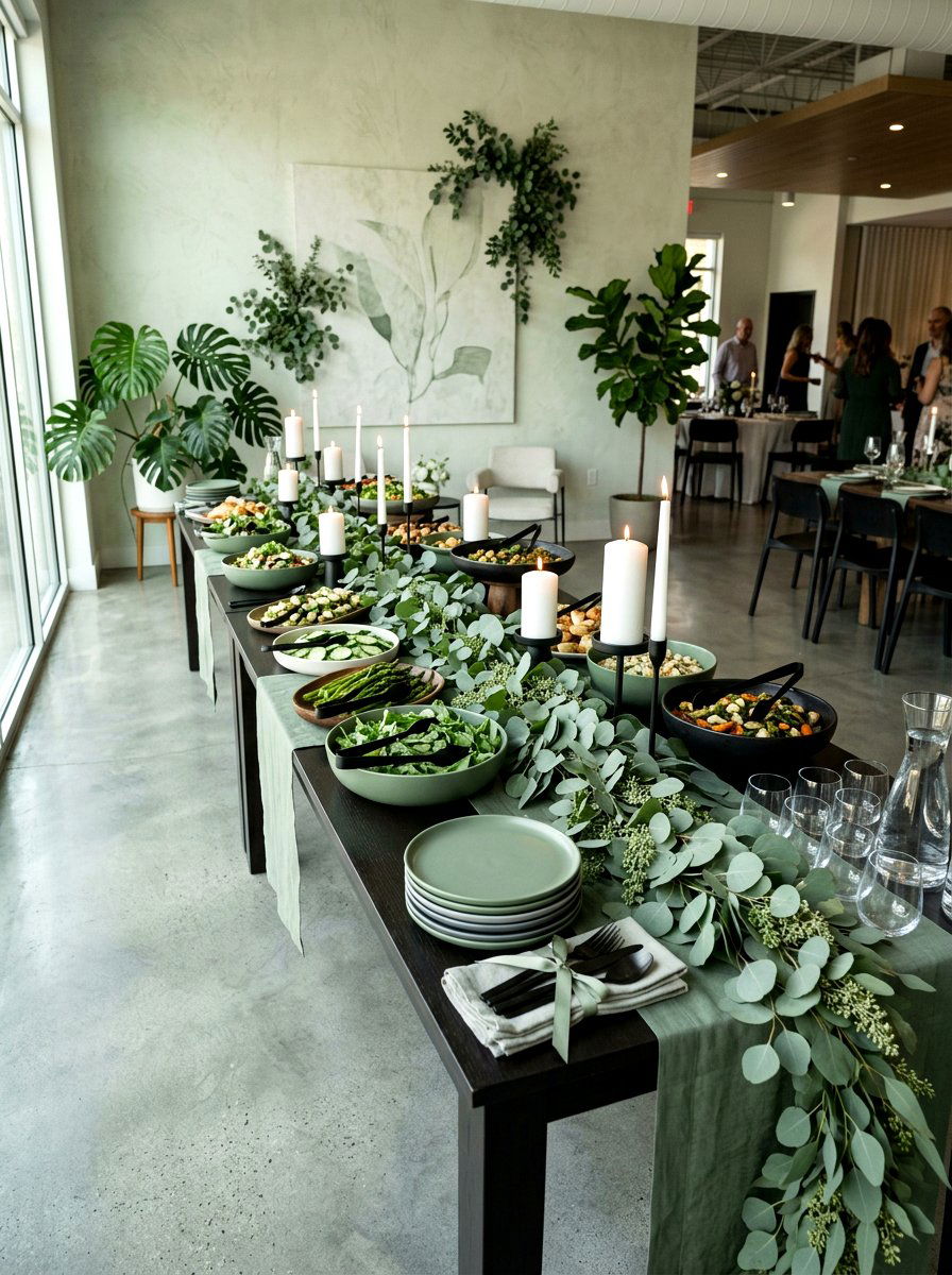 Eucalyptus Buffet - 25 Spring Buffet Decor Ideas