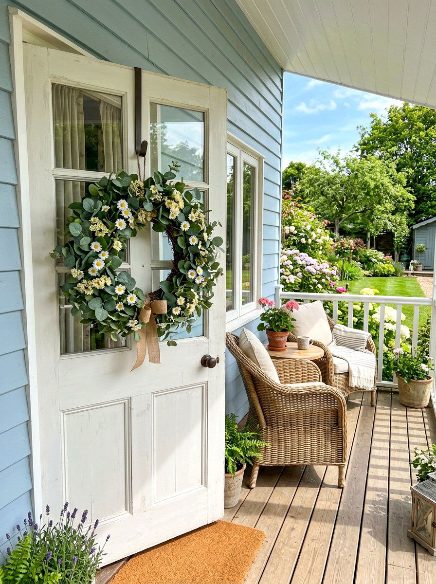 Eucalyptus Daisy Wreath - 25 Spring Eucalyptus Wreath Ideas