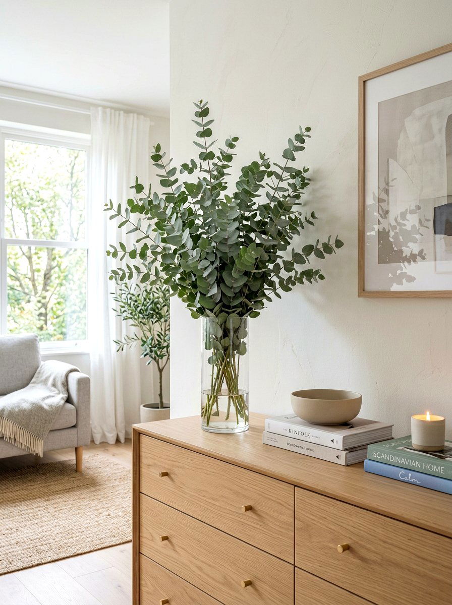 Eucalyptus Dried Or Live Vase - 25 Spring Bedroom Plant Ideas
