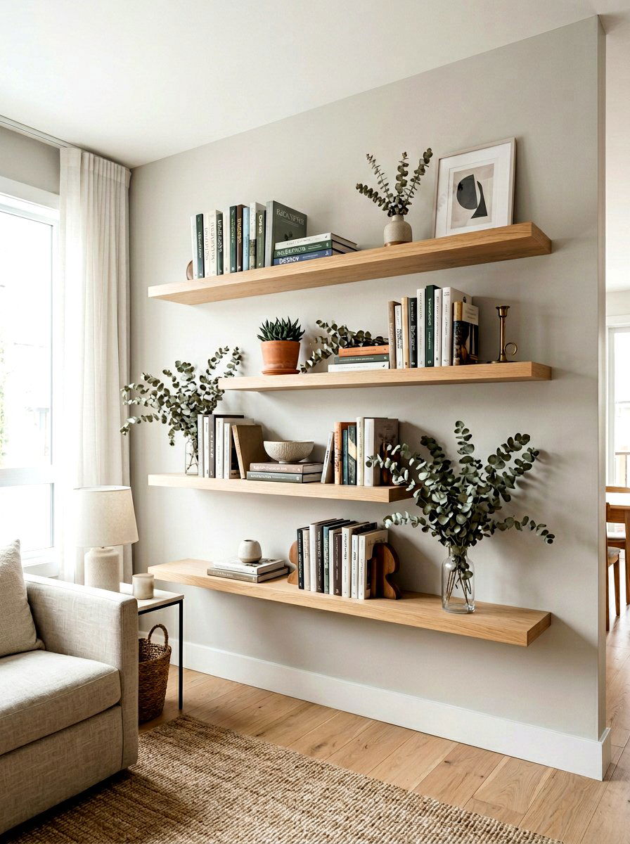 Eucalyptus Floating Shelf - 25 Spring Dried Eucalyptus Ideas