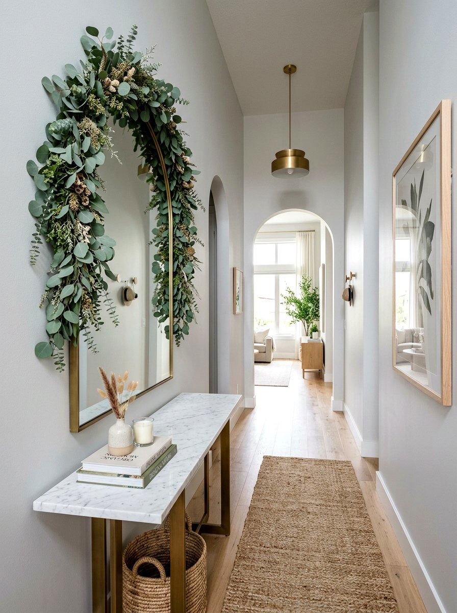 Eucalyptus Garland - 25 Spring Hallway Wall Decor Ideas