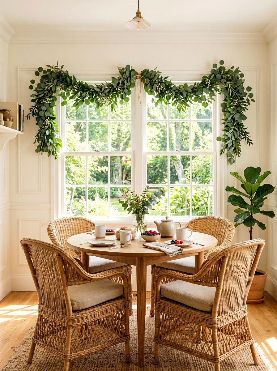 Eucalyptus Garland Window Valance - 25 Spring Eucalyptus Garland Ideas
