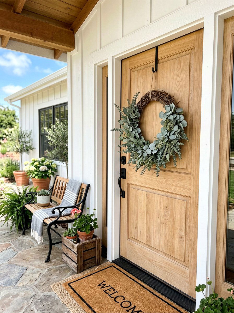 Eucalyptus Grapevine Wreath - 25 Spring Grapevine Door Ideas