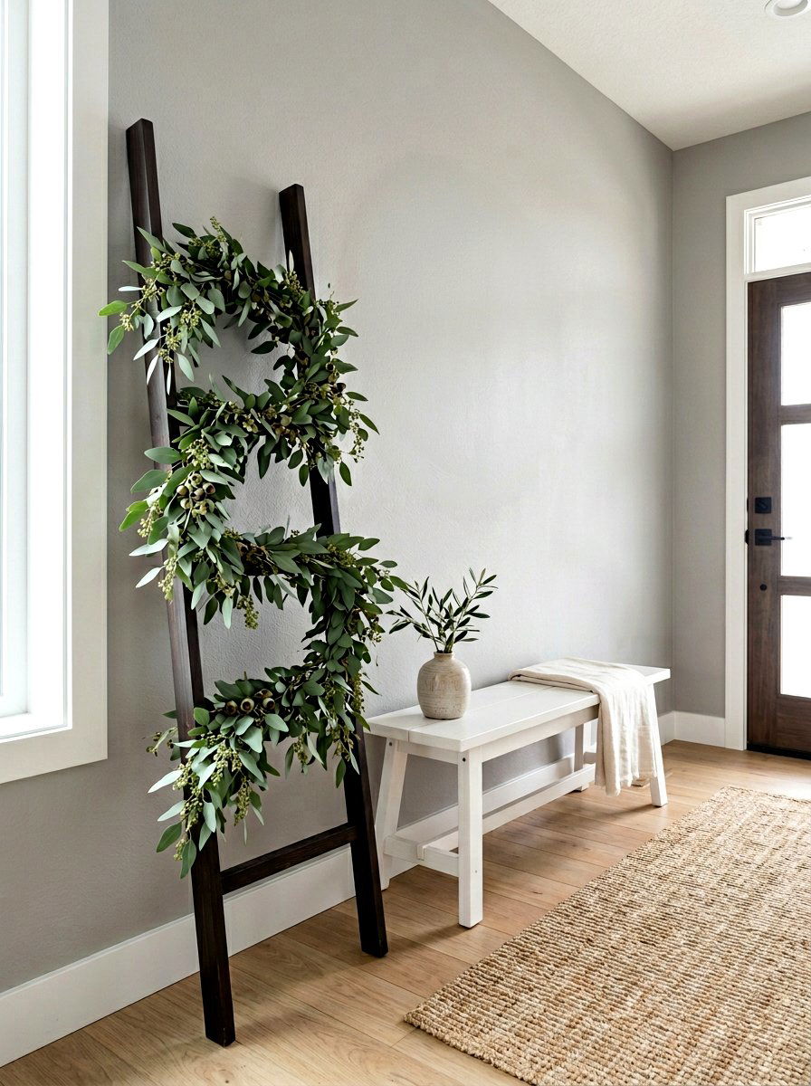 Eucalyptus Greenery Branch - 25 Spring Blanket Ladder Decor Ideas