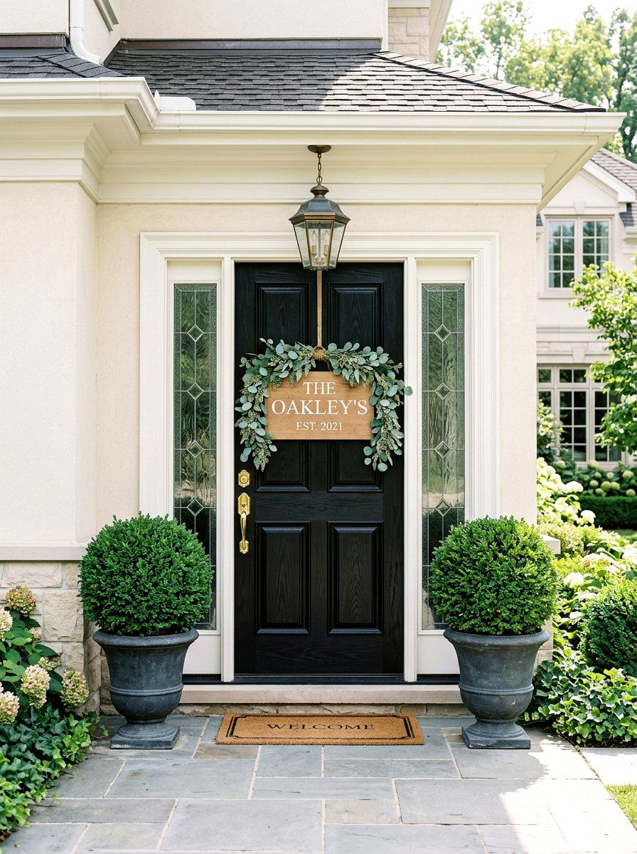 Eucalyptus Greenery Sign - 25 Spring Welcome Sign Ideas