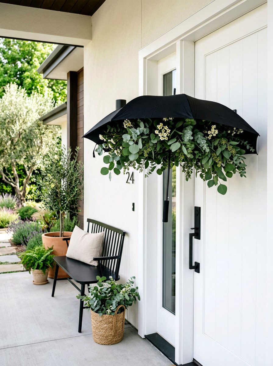 Eucalyptus Greenery Umbrella - 25 Spring Umbrella Door Decor Ideas