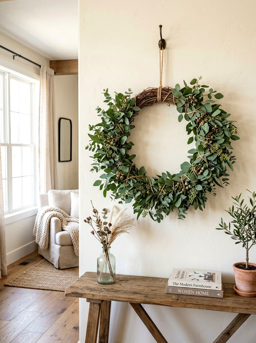 Eucalyptus Hoop Wreath - 25 Spring Embroidery Hoop Decor Ideas