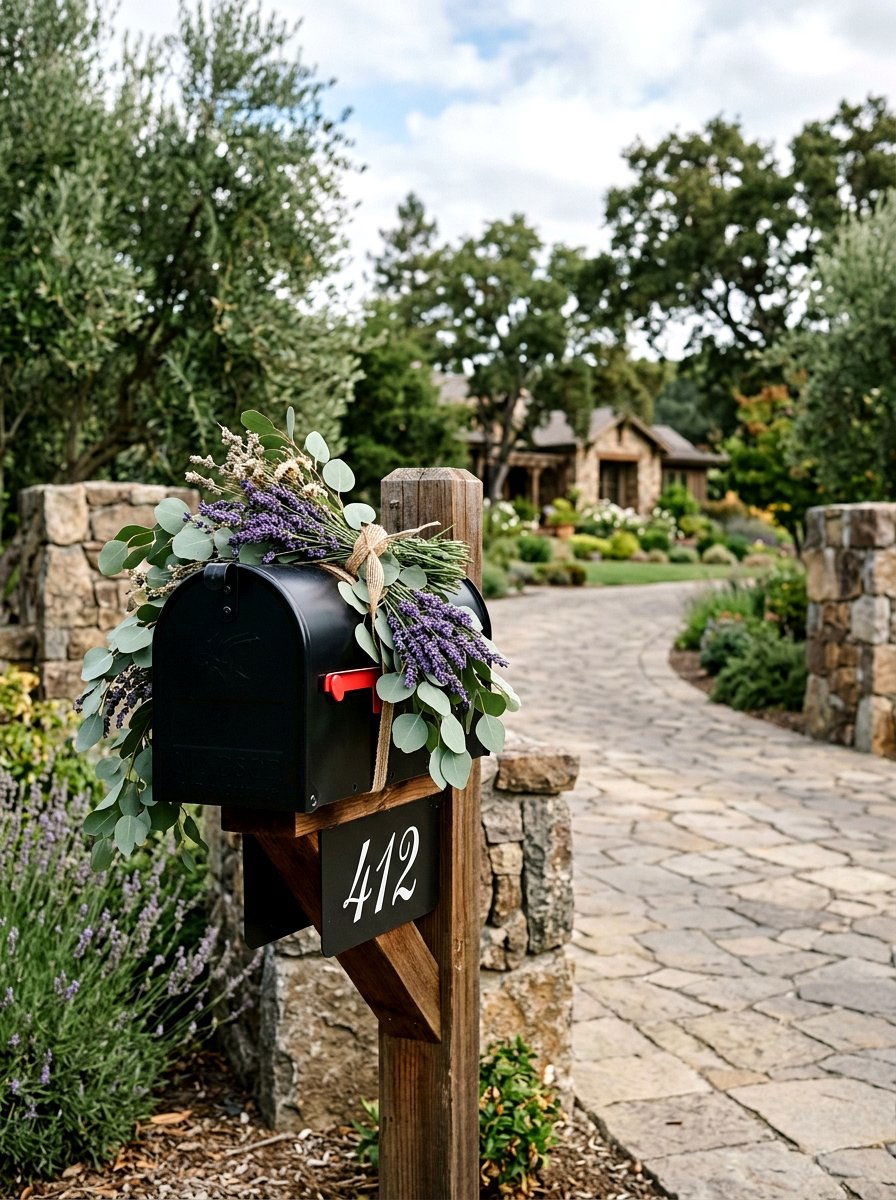 Eucalyptus Lavender Mailbox Decor - 25 Spring Mailbox Swag Ideas