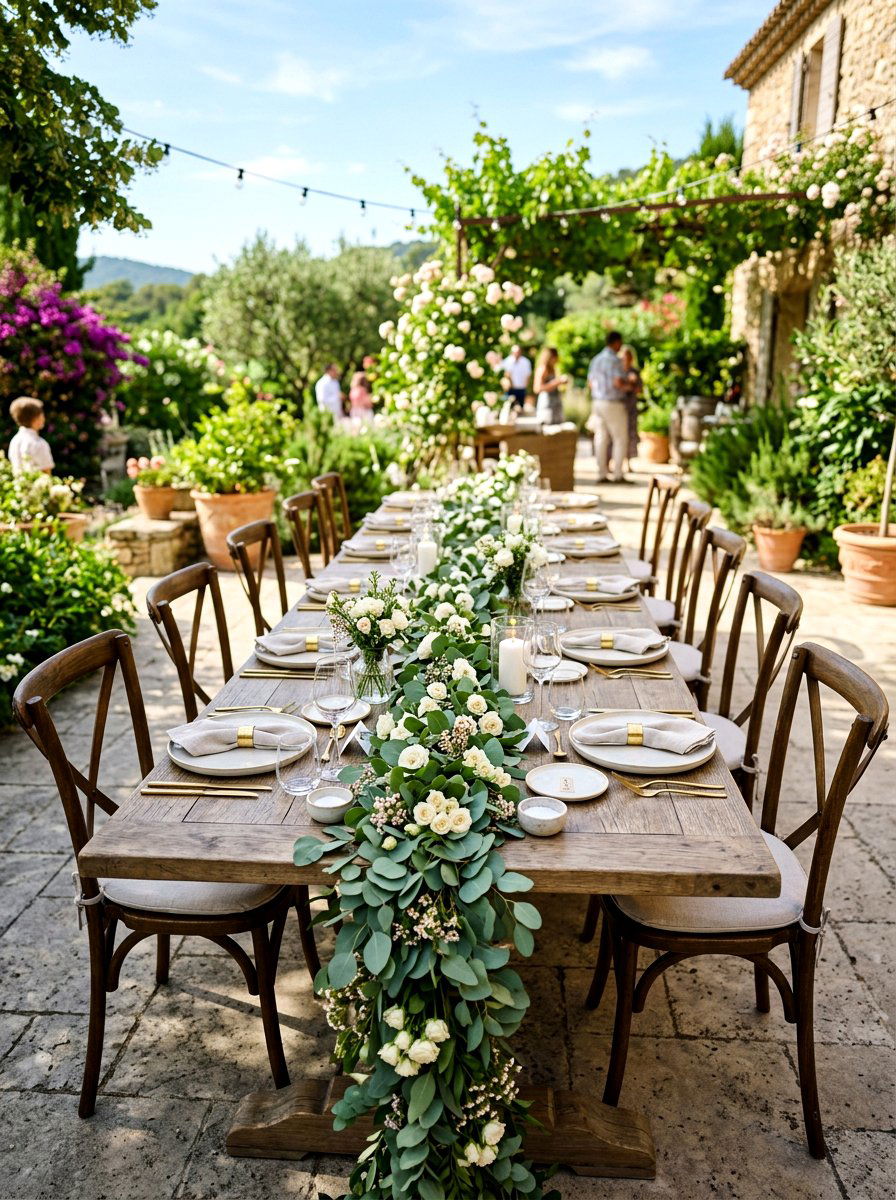 Eucalyptus Leaf Garland - 25 Spring Patio Table Centerpiece Ideas