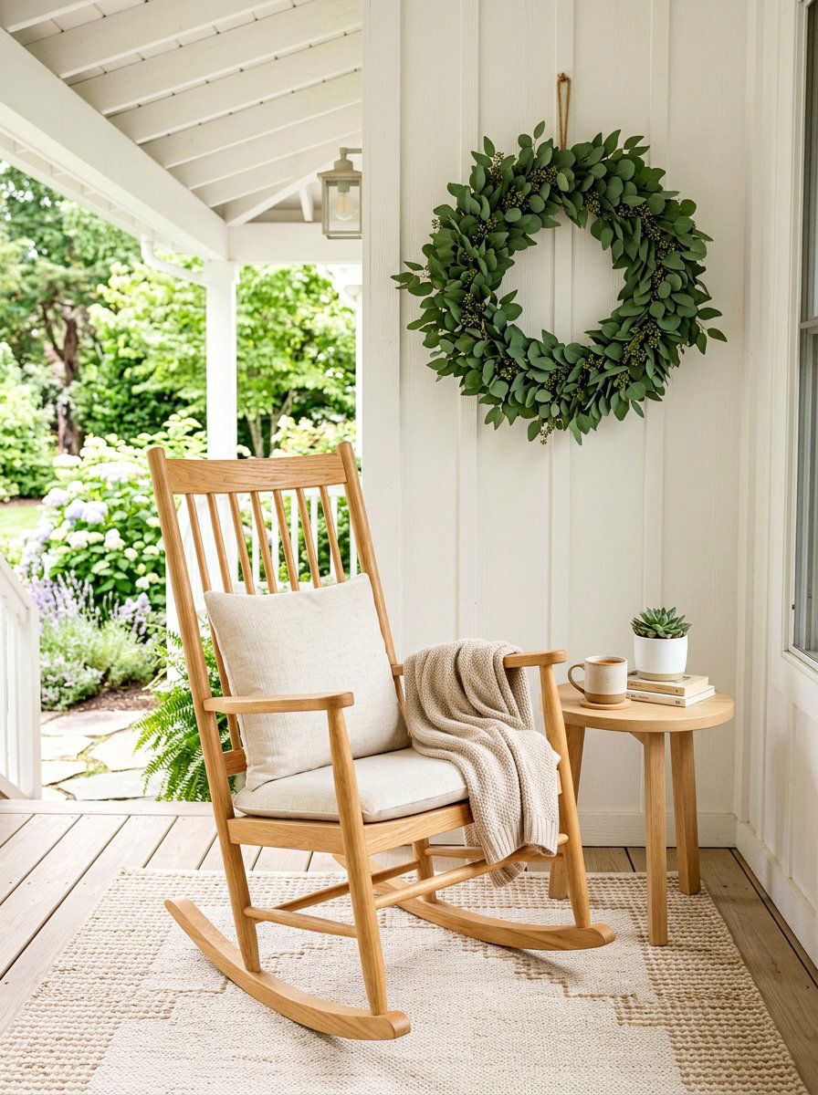 Eucalyptus Leaf Wreaths - 25 Spring Porch Rocker Decor Ideas