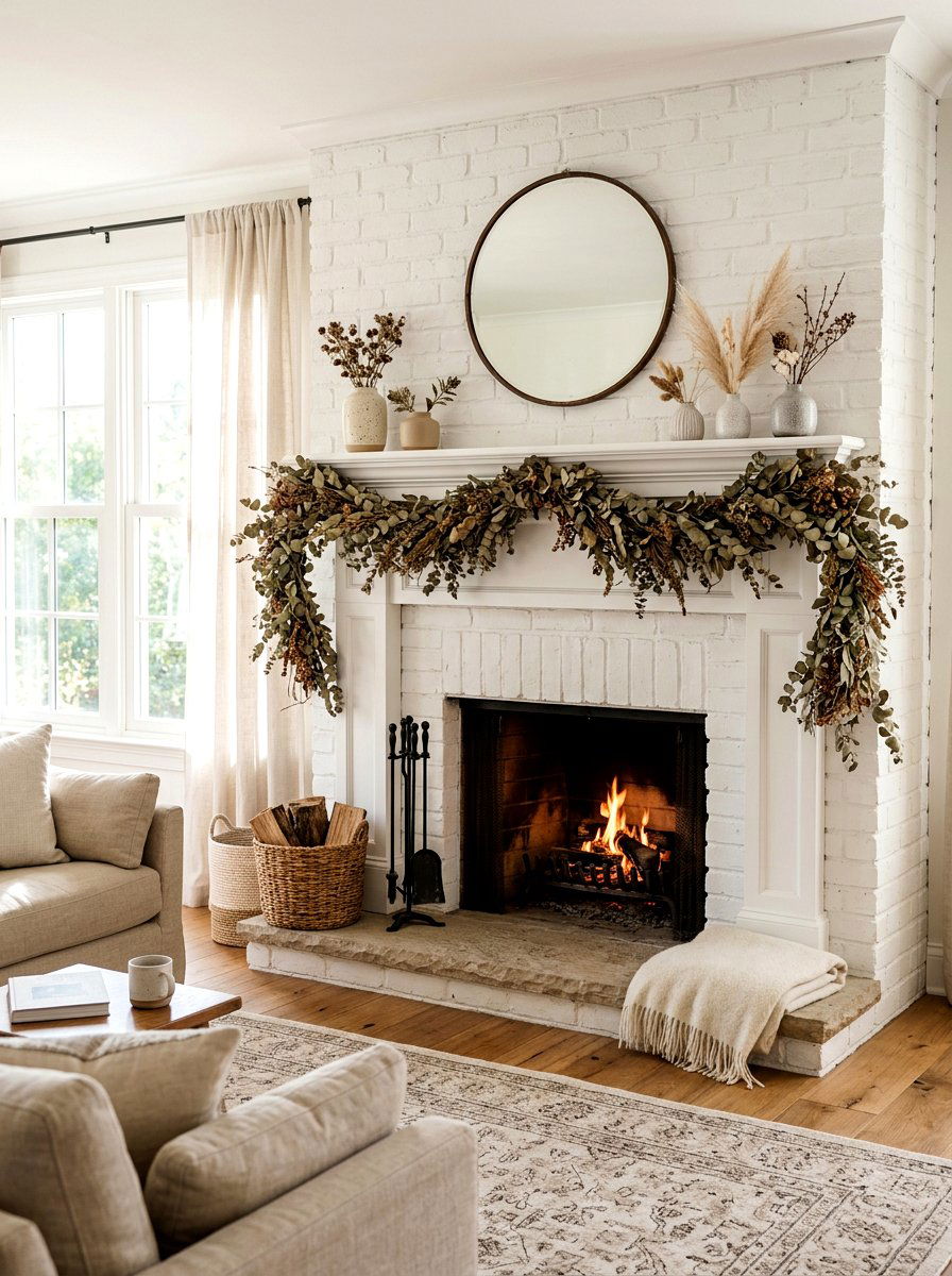 Eucalyptus Mantle Decor - 25 Spring Dried Eucalyptus Ideas