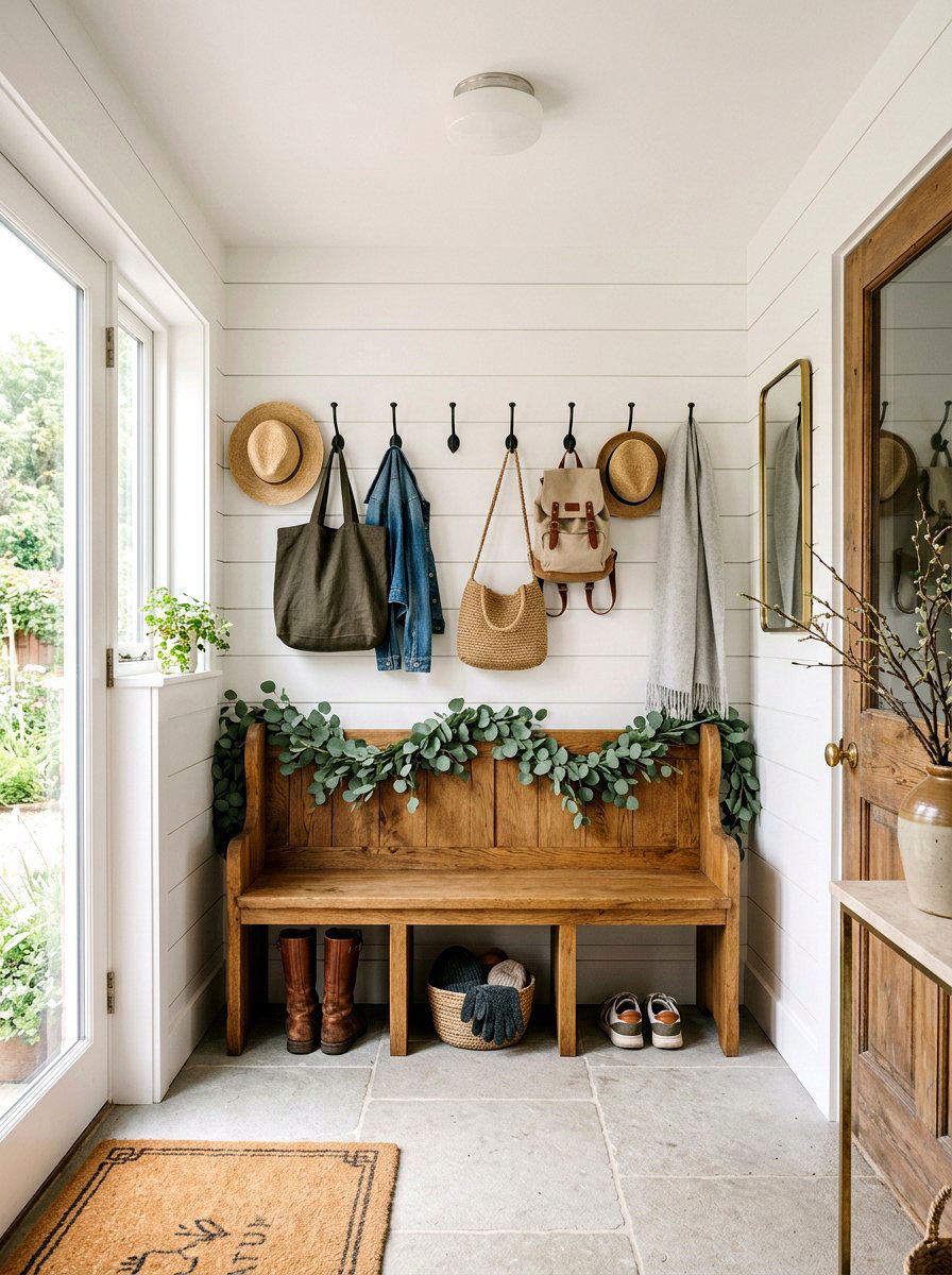 Eucalyptus Mudroom Bench Decor - 25 Spring Eucalyptus Decor Ideas