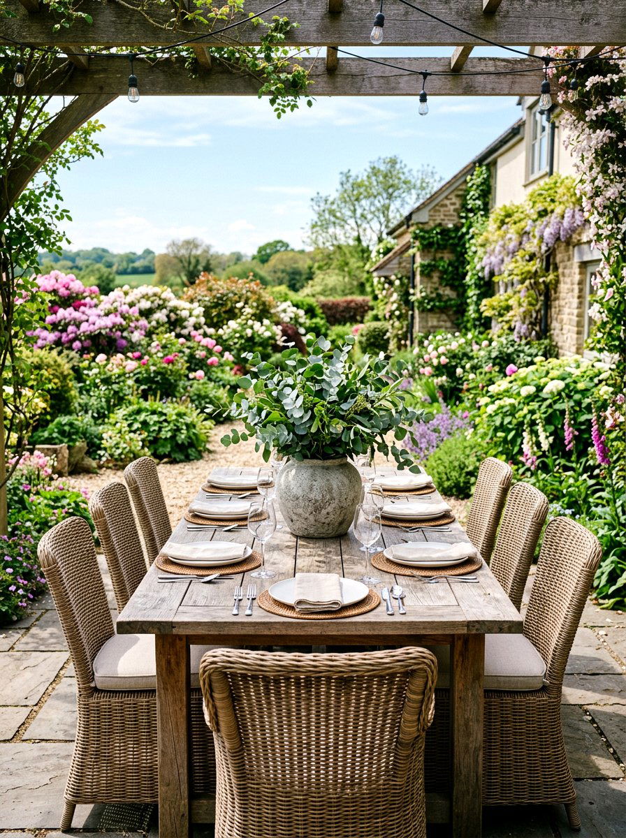Eucalyptus Outdoor Patio Dining - 25 Spring Eucalyptus Decor Ideas