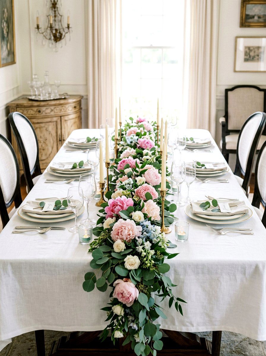 Eucalyptus Peony Garland - 25 Spring DIY Centerpiece Ideas