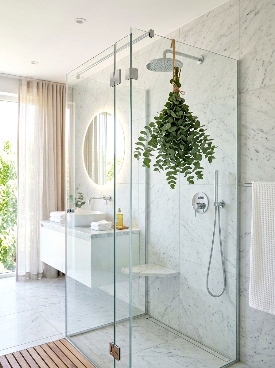 Eucalyptus Shower Hanging - 25 Spring Eucalyptus Decor Ideas