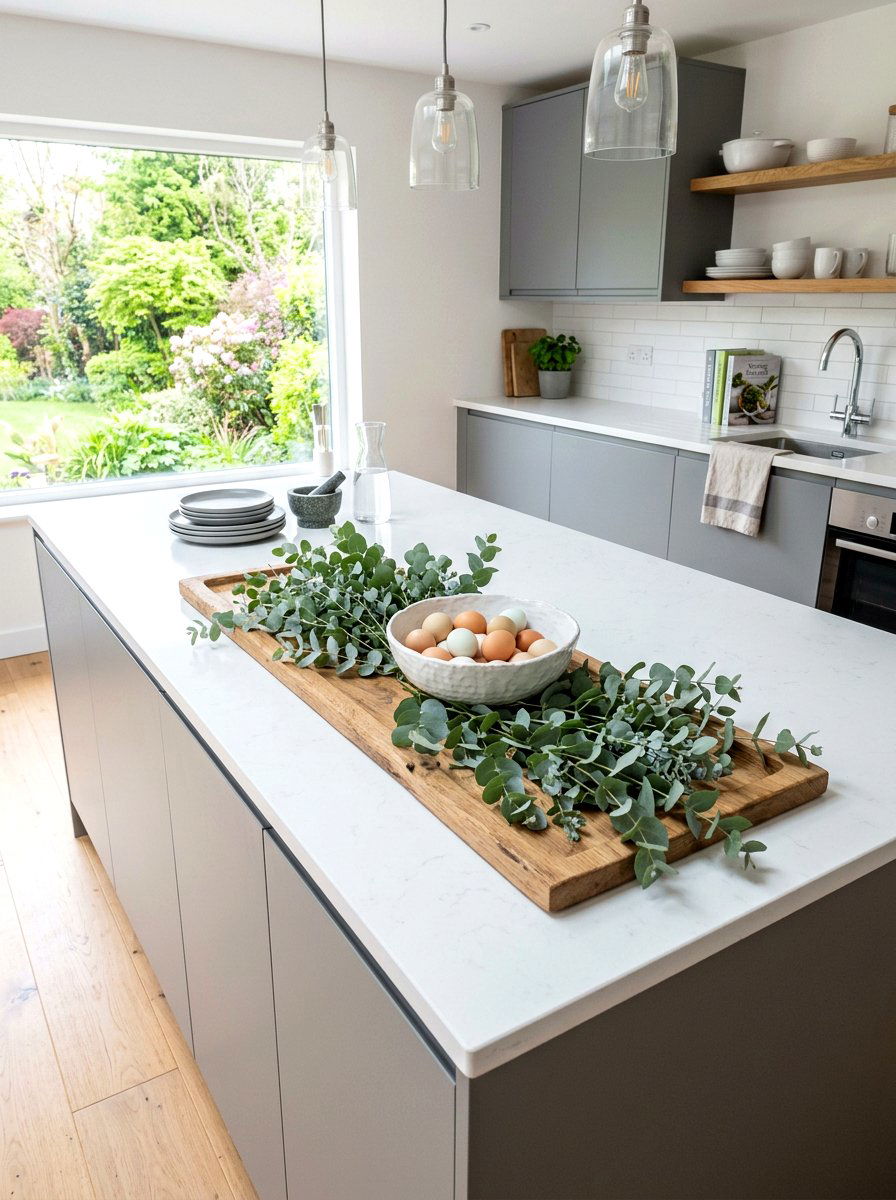 Eucalyptus Sprig Tray - 25 Spring Cutting Board Decor Ideas