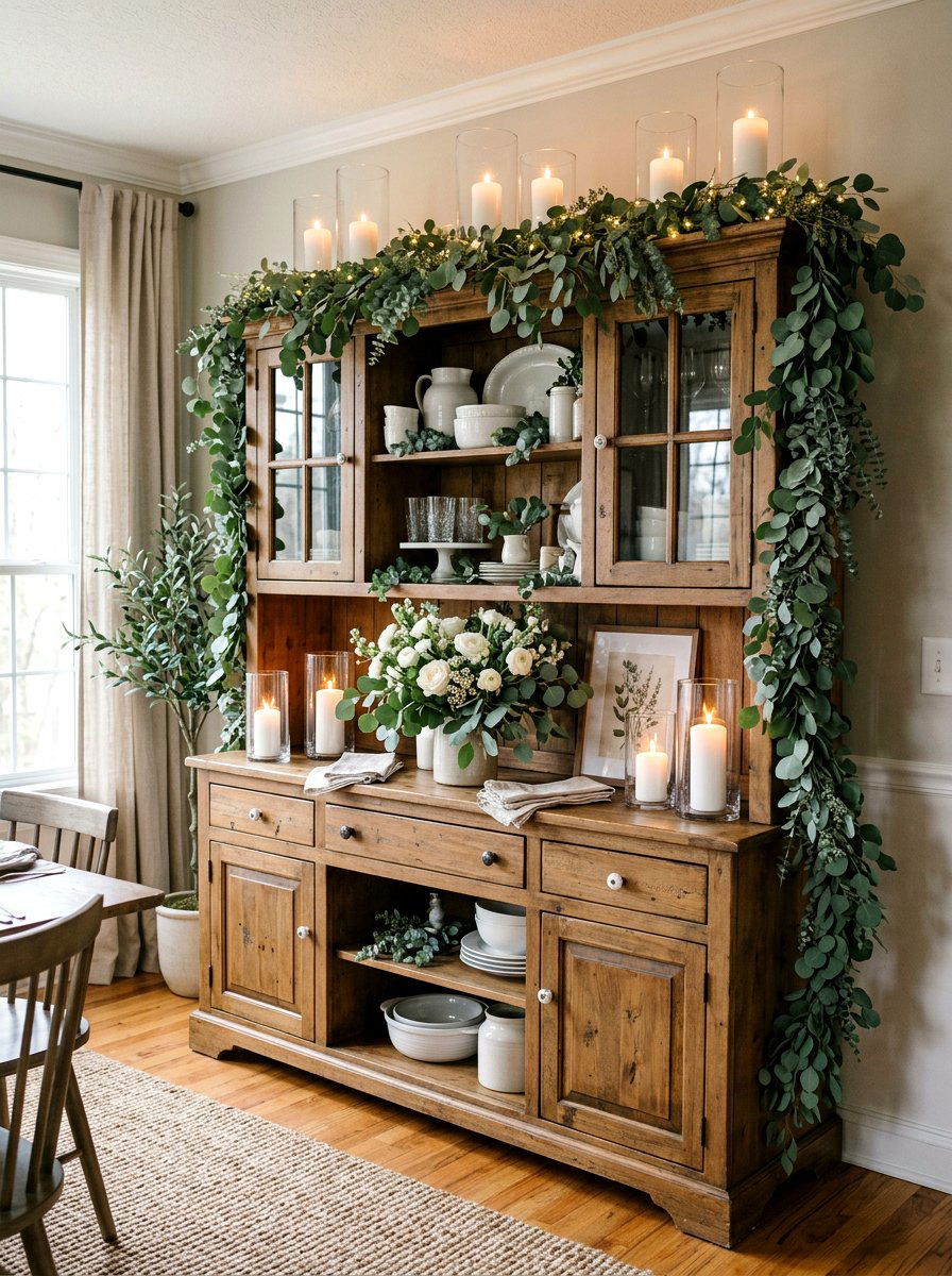 Eucalyptus Spring Hutch - 25 Spring Hutch Decor Ideas