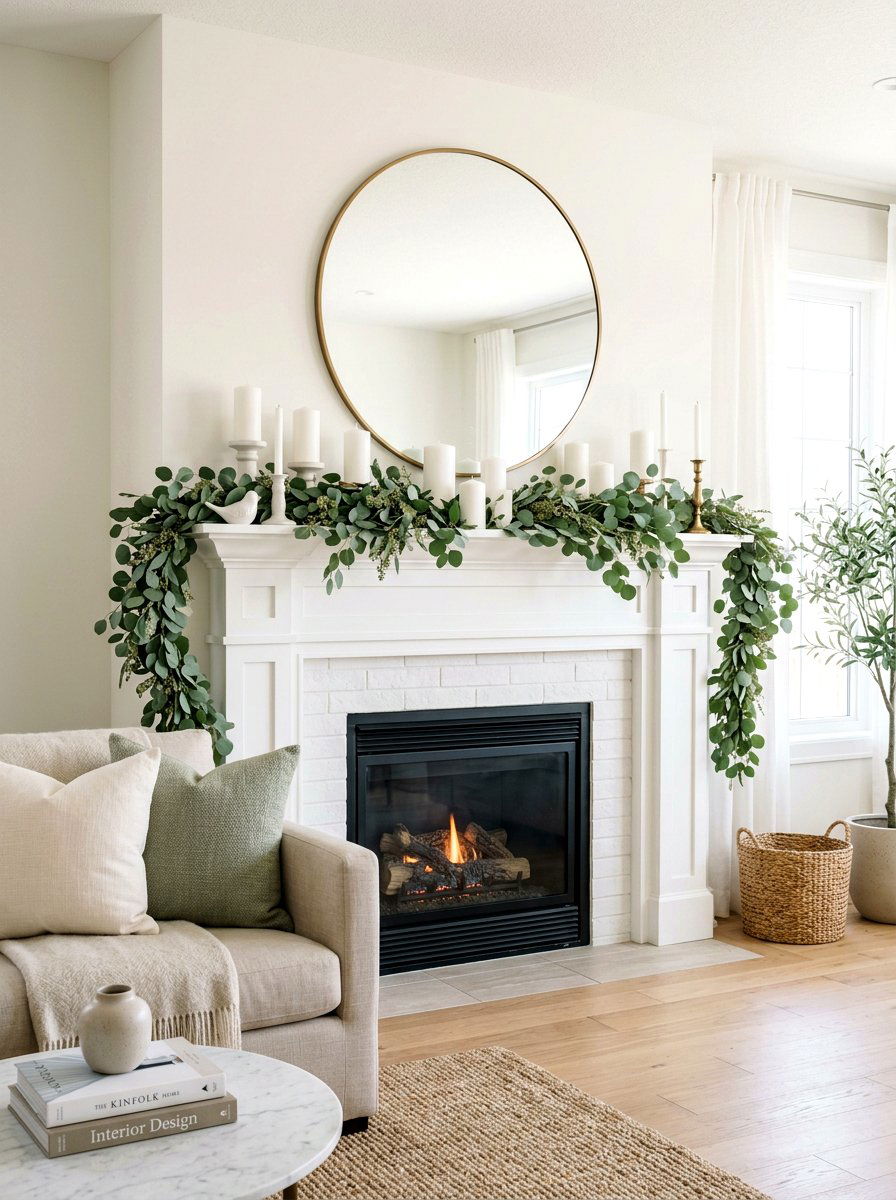 Eucalyptus Spring Mantel - 25 Spring Mantel Styling Ideas