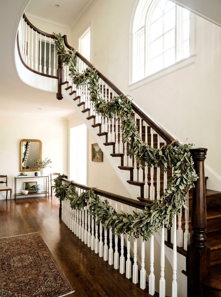 Eucalyptus Staircase Garland - 25 Spring Dried Eucalyptus Ideas