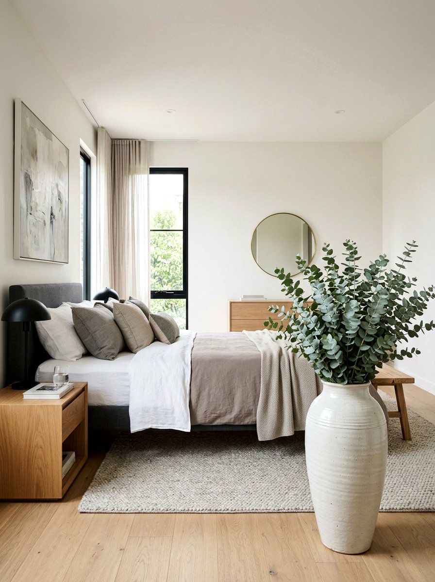 Eucalyptus Stems In Floor Vase - 25 Spring Bedroom Vase Ideas
