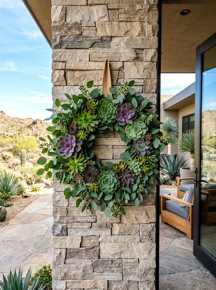 Eucalyptus Succulent Wreath - 25 Spring Eucalyptus Wreath Ideas