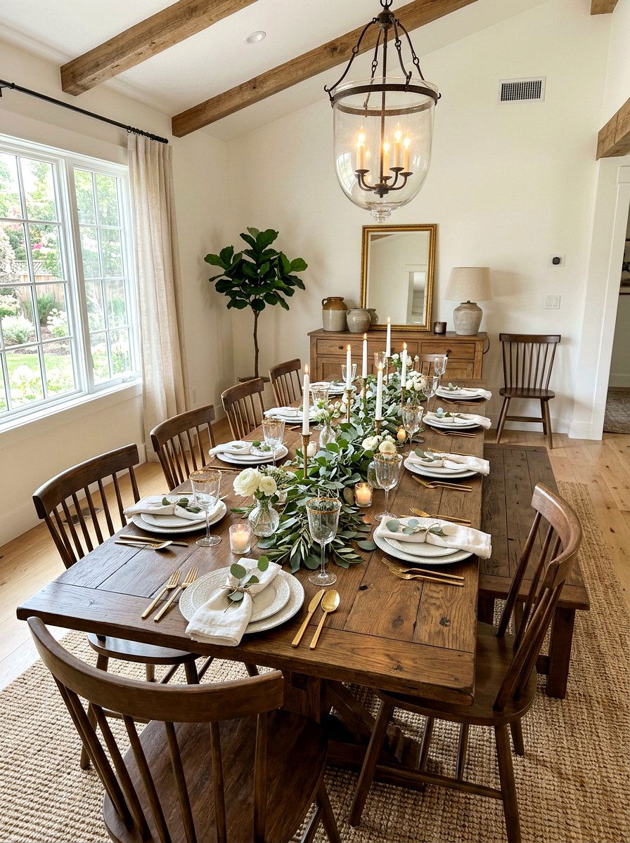 Eucalyptus Table Runner - 25 Spring Wedding Garland Ideas