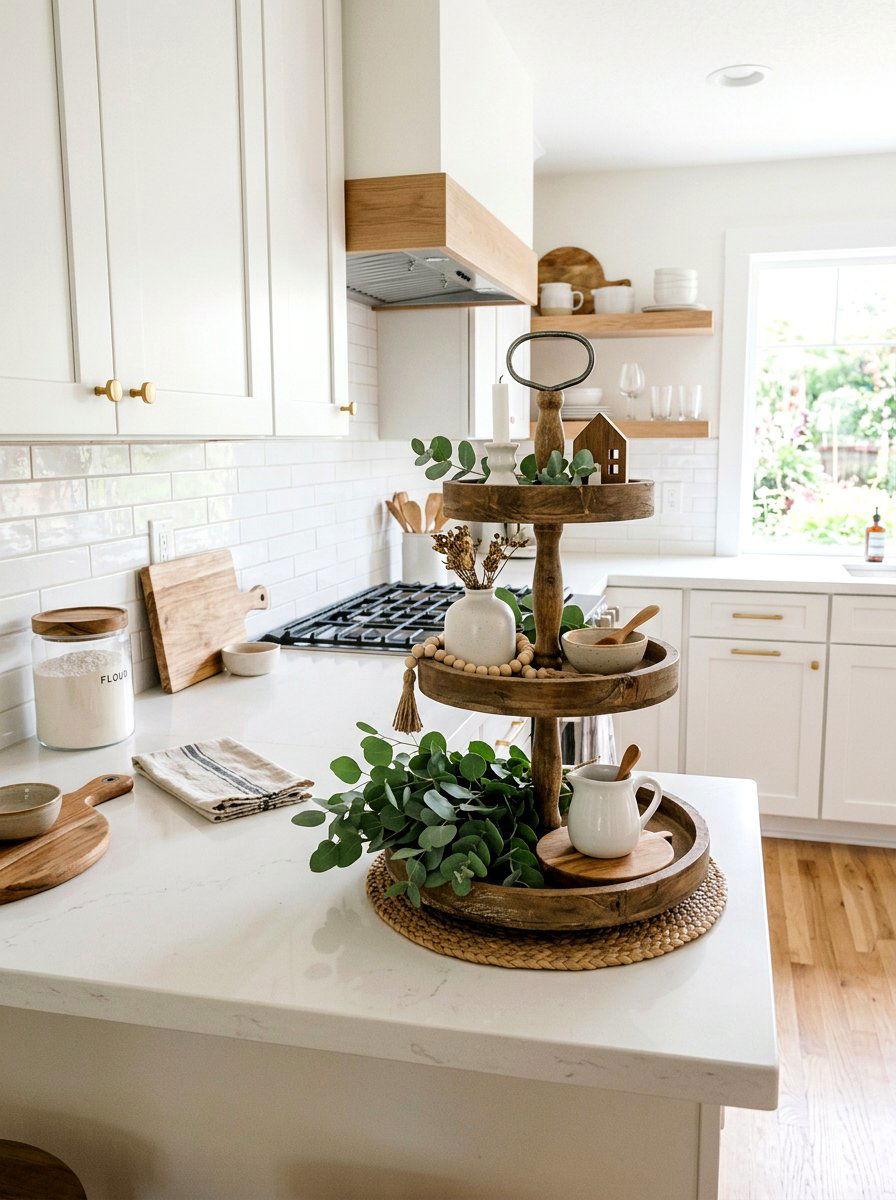 Eucalyptus Tiered Tray Styling - 25 Spring Eucalyptus Decor Ideas