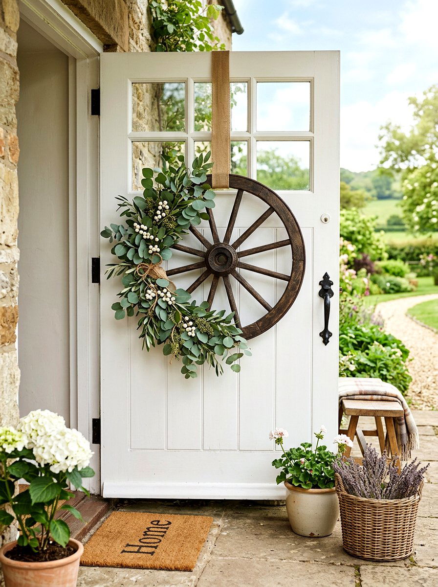 Eucalyptus Wagon Wheel Wreath - 25 Spring Wagon Wheel Wreath Ideas