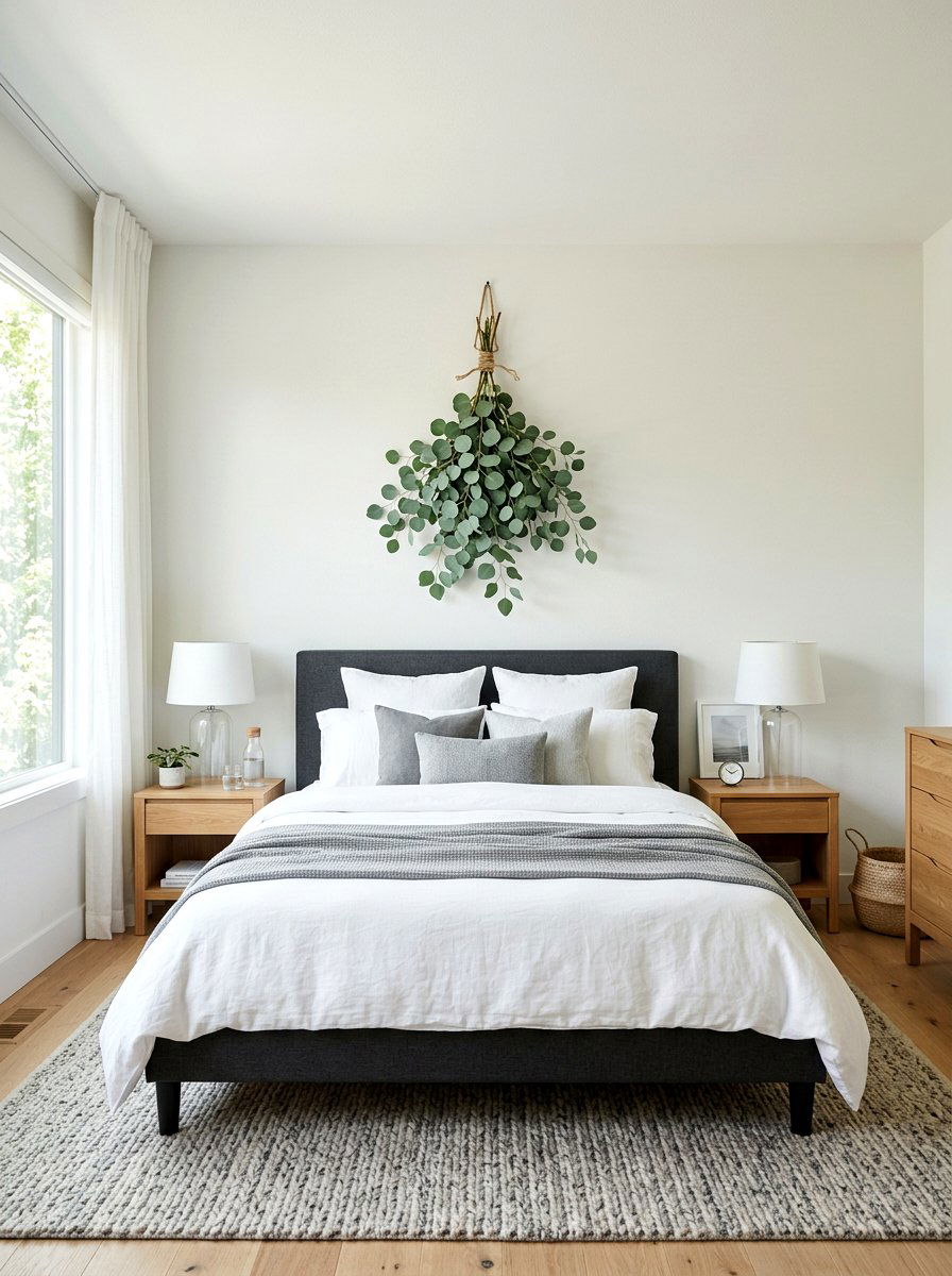 Eucalyptus Wall Hanging - 25 Spring Headboard Decor Ideas