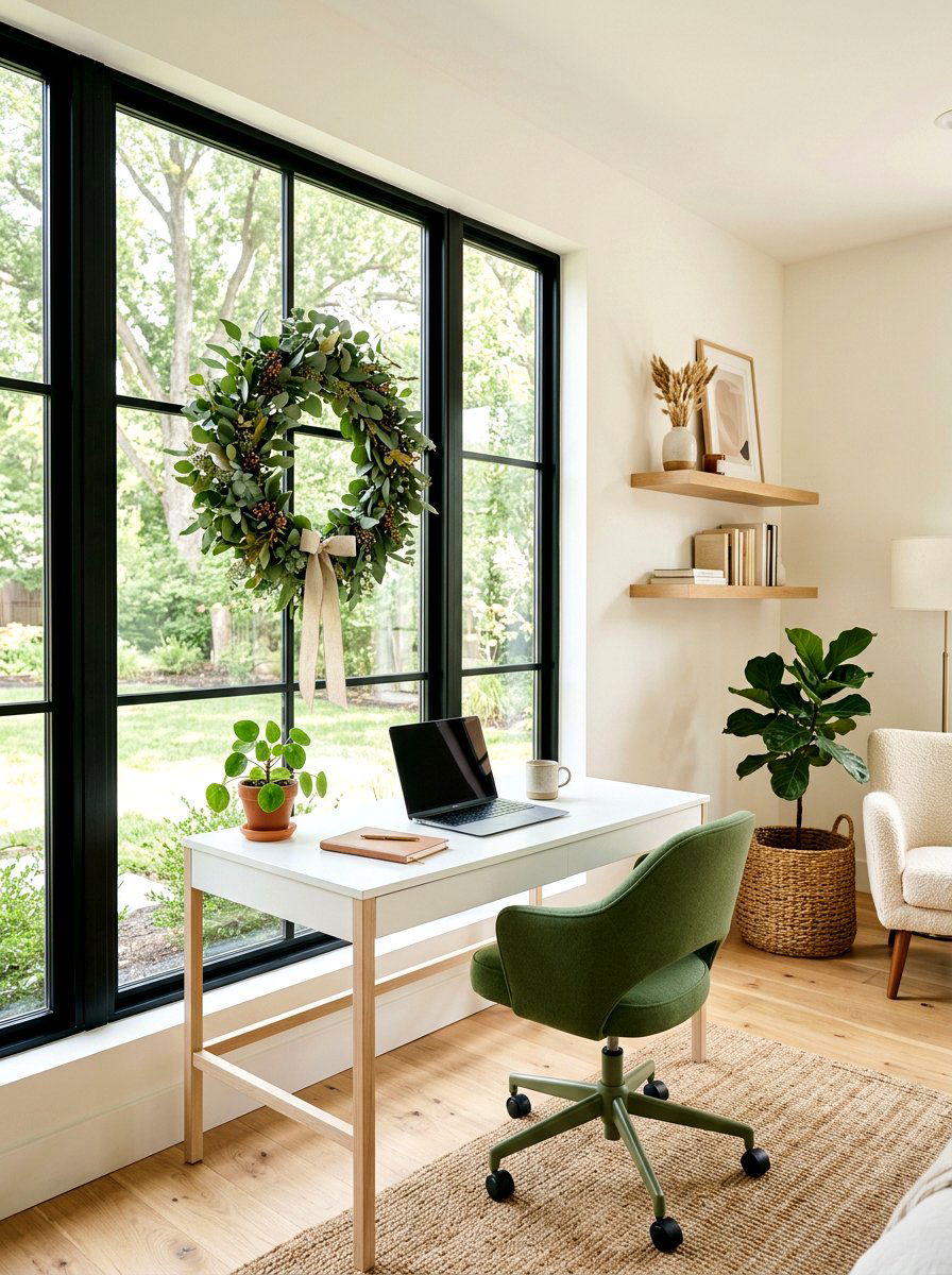 Eucalyptus Window Wreath - 25 Spring Window Wreath Ideas