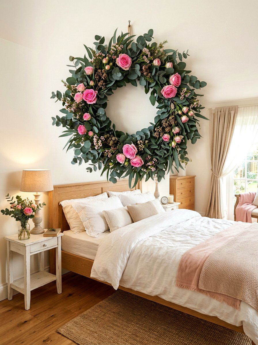 Eucalyptus With Pink Roses - 25 Spring Eucalyptus Wreath Ideas