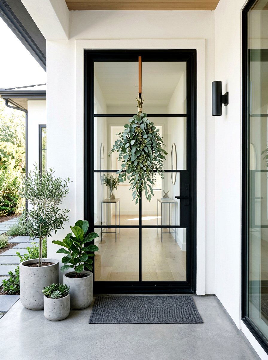 Eucalyptus door greenery - 25 Spring Door Hanger Ideas