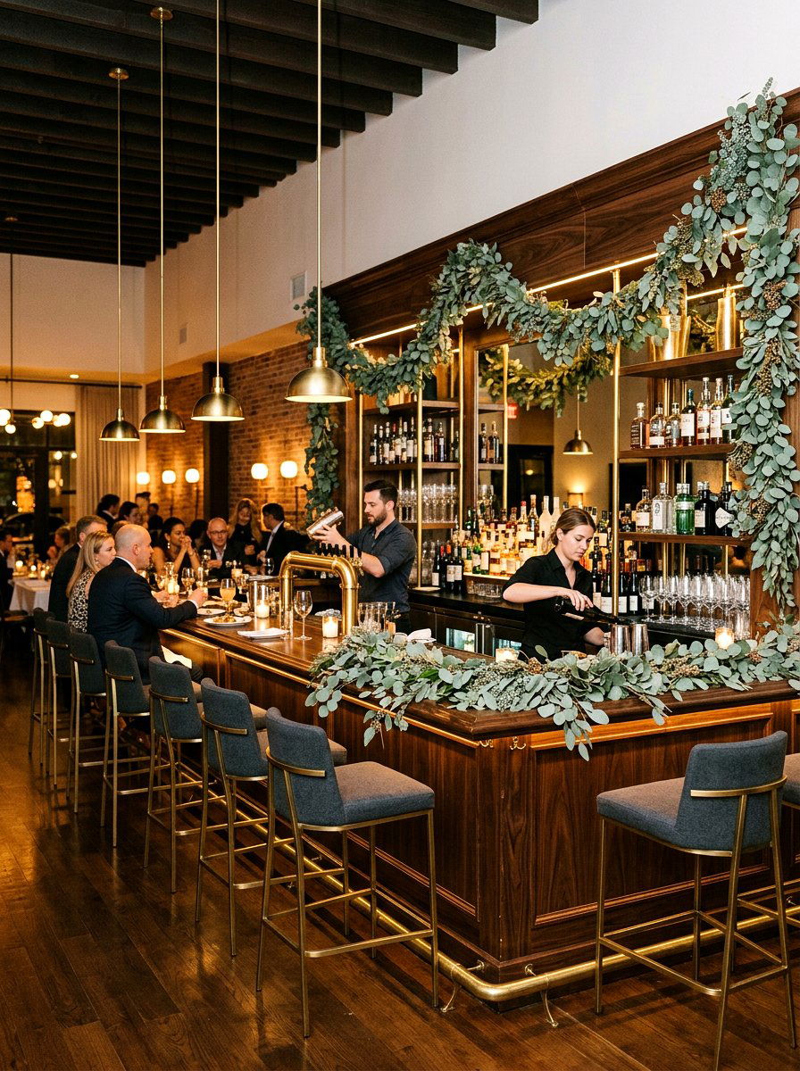 Eucalyptus garland decor - 25 Spring Restaurant Decor Ideas