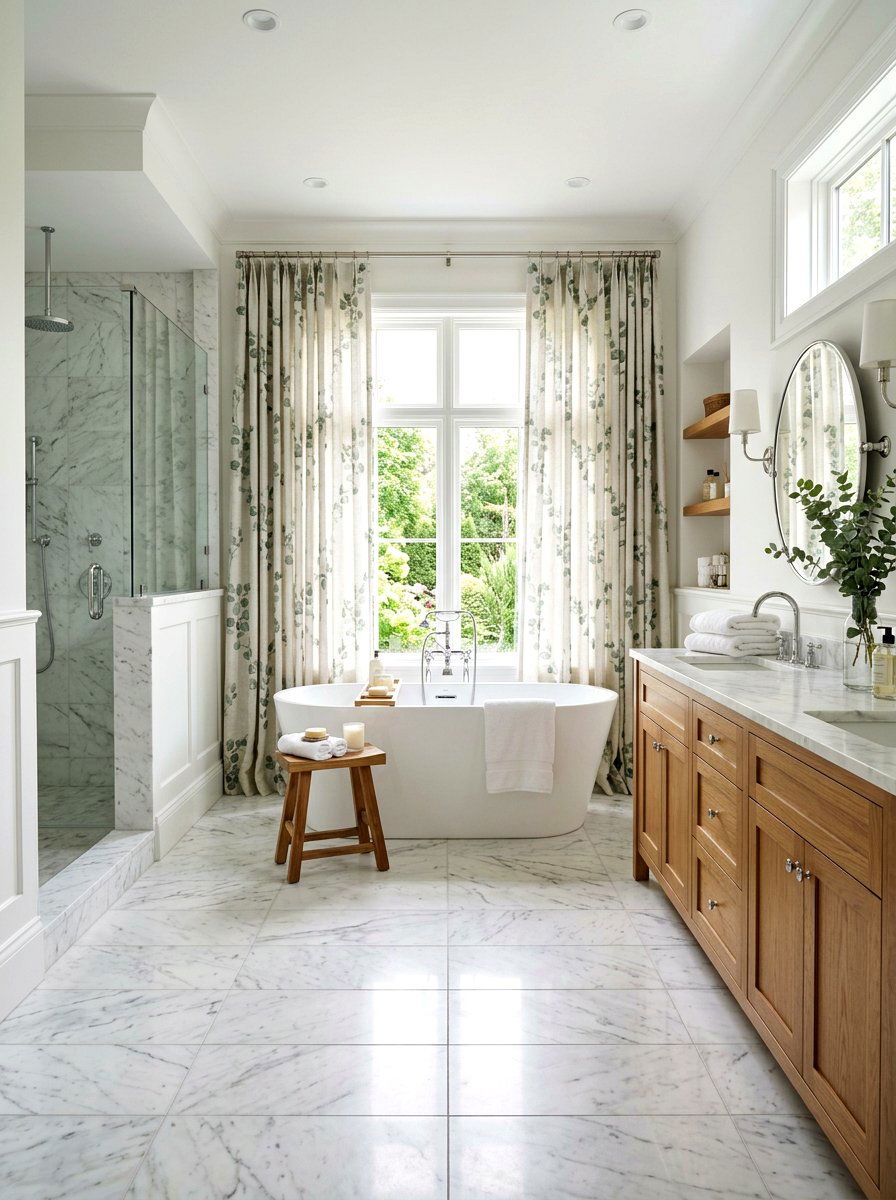 Eucalyptus print window panels - 25 Spring Curtain Ideas