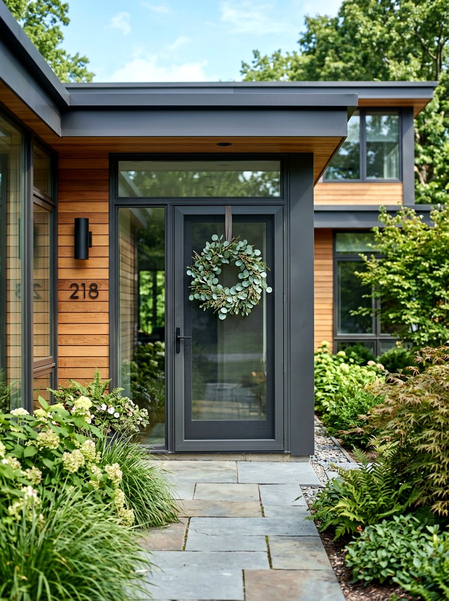 Eucalyptus screen door wreath - 25 Spring Screen Door Decor Ideas