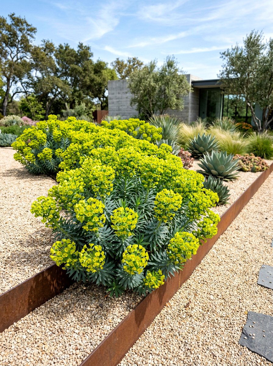 Euphorbia Spring Flower Bed - 25 Spring Perennial Garden Ideas
